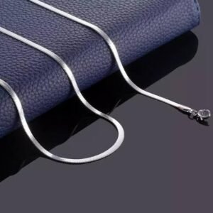 3mm Silver Flat Snake Neck Chain for Men & Women