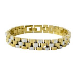 Premium Hand Chain Stainless Steel Charm Bracelet for Men (Golden Silver Mix)