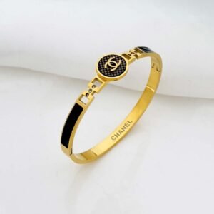Stainless Steel Sophisticated Gold Logo Bracelet for Women