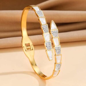 Snake Shape Stainless Steel Zircon Bracelet Bangle for Her