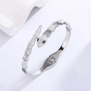 Luxury Snake Shape Stainless Steel Zircon Bracelet Bangle