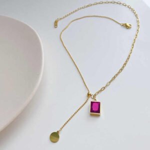 Emerald Diamond Stainless Steel Chain Necklace Adjustable Pendant Necklace