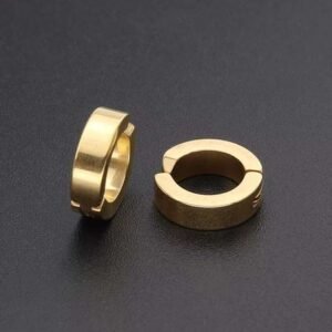 1 Pair Punk Bold Stainless Steel Huggie Hoop Non-Piercing Stud Bali Earring For Men