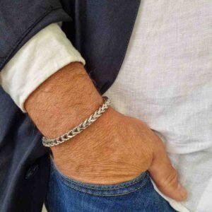 Premium Franco 5mm Stainless Steel Silver Link Chain Bracelet for Men