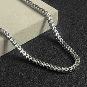 5mm Silver Square Foxtail Neck Chain For Men