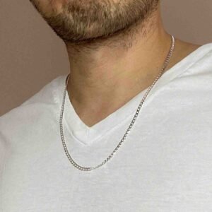Never Fade Color 3mm Thin Silver Link Neck Chain For Men