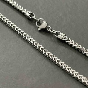3mm Thin Silver Square Foxtail Neck Chain For Men